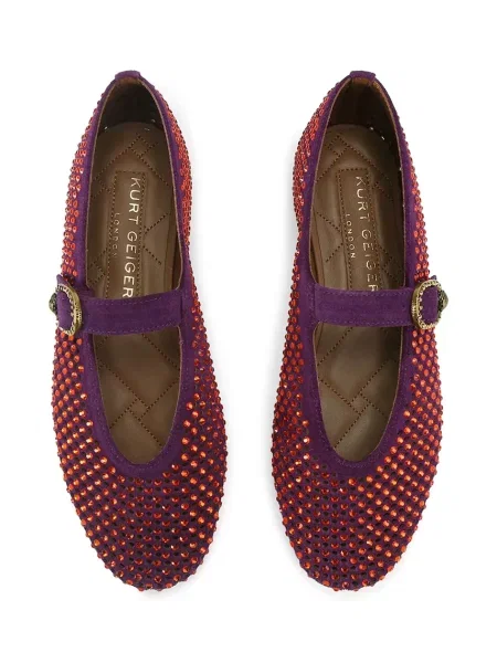 Замшевые балетки Kurt Geiger London без каблука бордовые