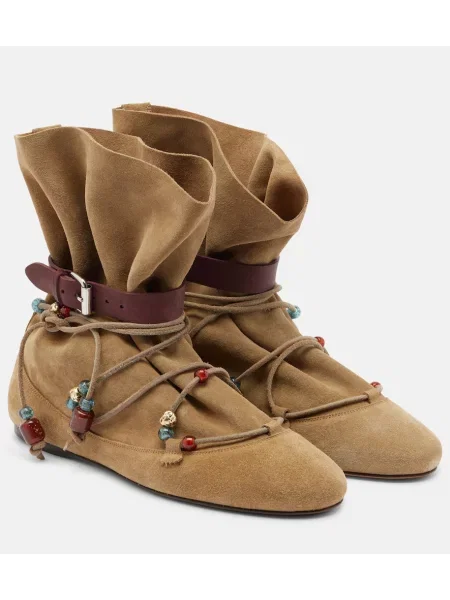 Велурени боти до глезена Isabel Marant бежово