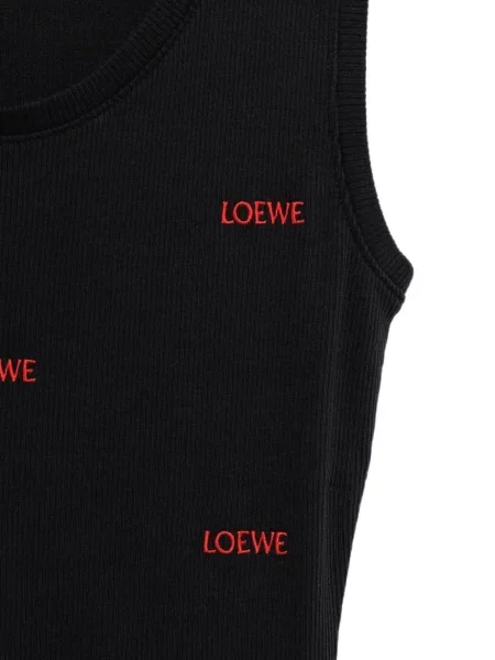 Top Loewe cu broderie tricotate negru