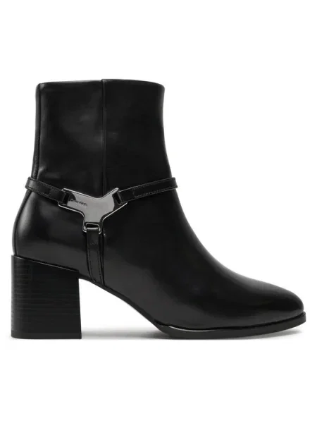 Кожени боти Calvin Klein ANKLE BOOT 55 W/HW LTH с дебел черно