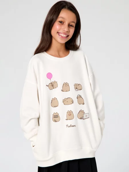 Sinsay Mikina typu crewneck Pusheen the Cat krémová