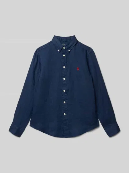 Koszula casualowa o kroju regular fit z lnu Polo Ralph Lauren Teens granatowa
