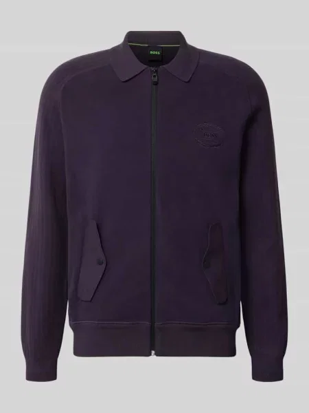 Kurtka o kroju relaxed fit z dzianiny z mieszanki model ‘HOLE’ Boss Green fioletowa