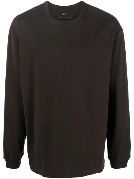 Lung hanorac crewneck Meta Campania Collective cu decolteu rotund maro