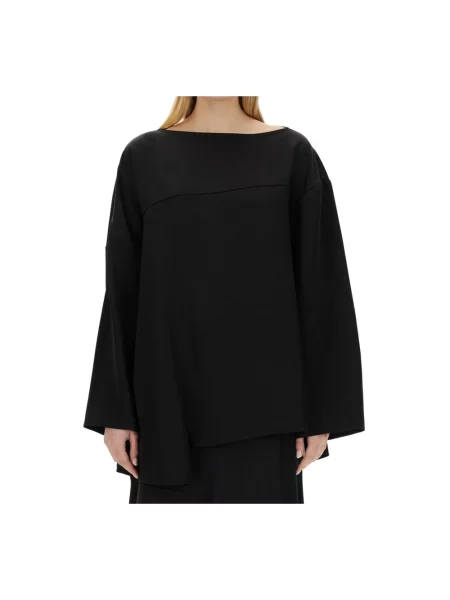 Lniana bluzka Jil Sander czarna