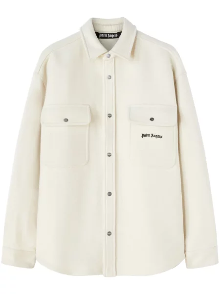 Geacă Palm Angels cu broderie din țesătură twill alb
