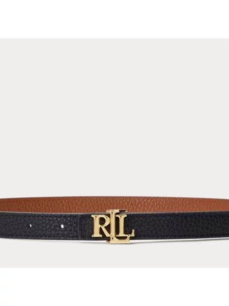Pasek Lauren Ralph Lauren skórzany w paski z paskiem czarny