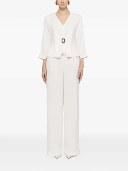 Pantaloni Nissa din crep alb