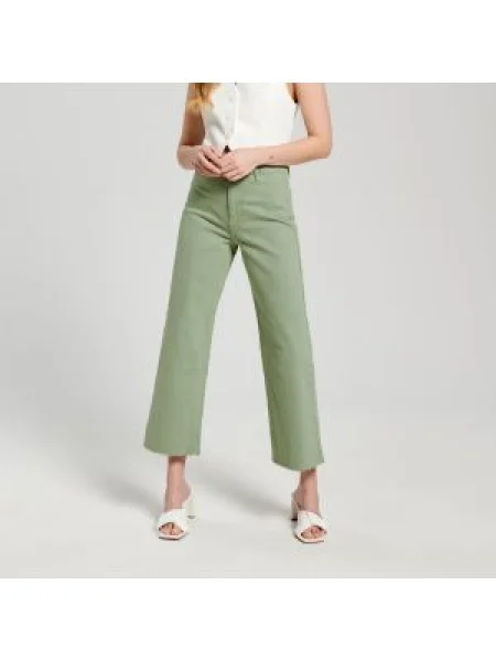 Sinsay Džíny high waist wide leg zelená