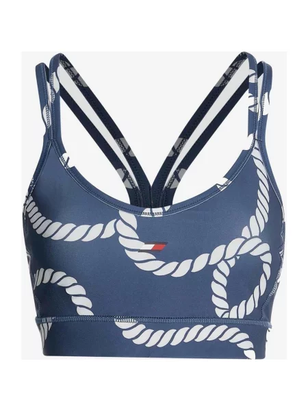 Biustonosz Tommy Hilfiger z niskim paskiem i nadrukiem na całej powierzchni w kolorze kobaltowo-niebieskim białym XS niebieski