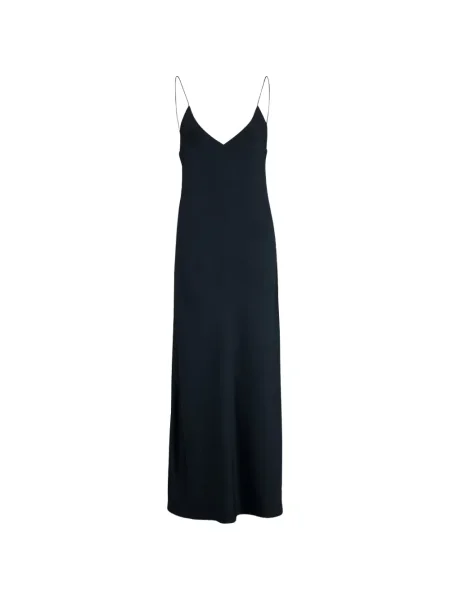 Maksi sukienka maxi Blazé Milano z dekoltem w serek garniturowa niebieska