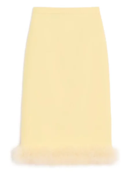Fustă midi Valentino Garavani din crep până la genunchi galben