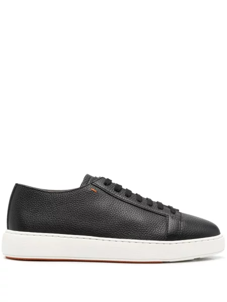 Sneakerși Santoni cu șireturi din dantelă negru