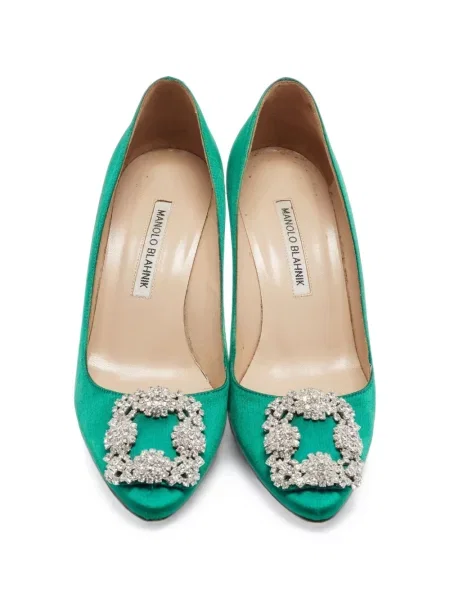 Pantofi cu toc Manolo Blahnik cu cataramă verde