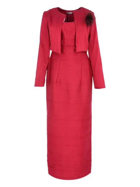 Maksi sukienka maxi Baruni w piórka garniturowa czerwona