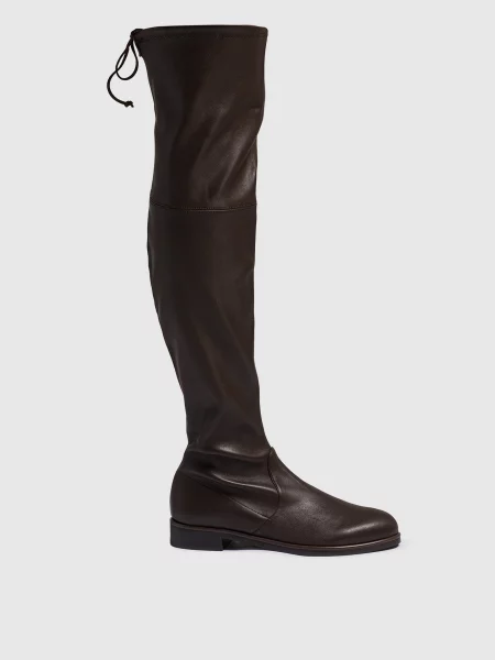 Кожаные ботфорты Stuart Weitzman с кулиской коричневые