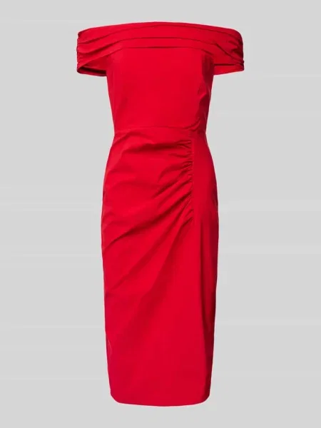 Sukienka koktajlowa o długości do kolan z marszczeniem Sistaglam czerwona