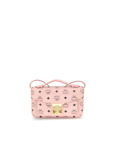 Lniana torebka crossbody Mcm różowa