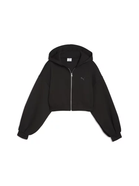 Rozpinana bluza z kapturem Wardrobe Essentials Sports Legacy o skróconym kroju czarna