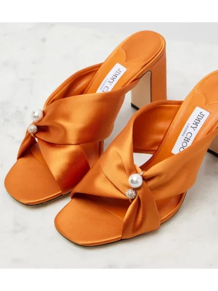 Satenaste mules Jimmy Choo oranžna