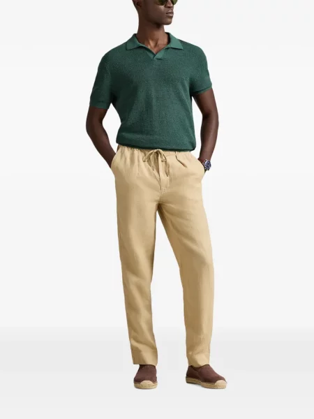 Fleece polo Polo Ralph Lauren με κέντημα με λαιμόκοψη v κόκκινο
