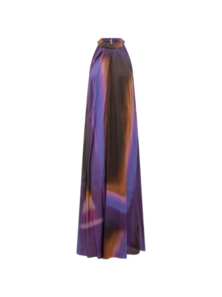 Rochie Momoni cu imagine cu imprimeu abstract cu gât halter violet