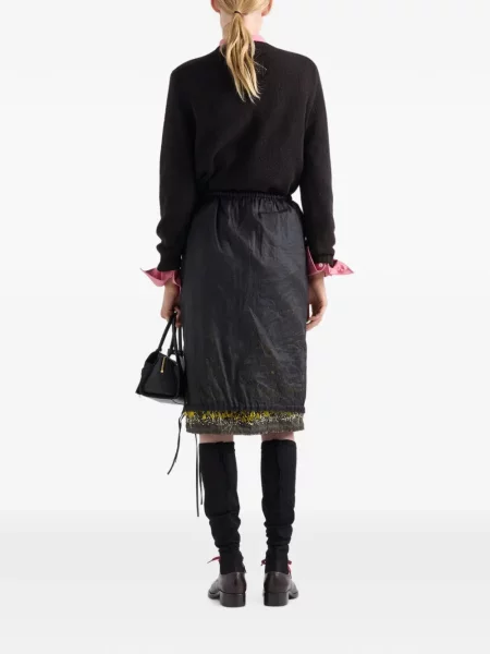Fustă midi Prada cu broderie negru