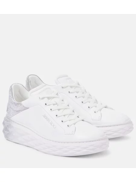 Sneakerși Jimmy Choo din piele alb