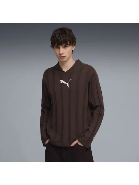 PUMA koszulka polo z długim rękawem T7 Odzież S brązowy