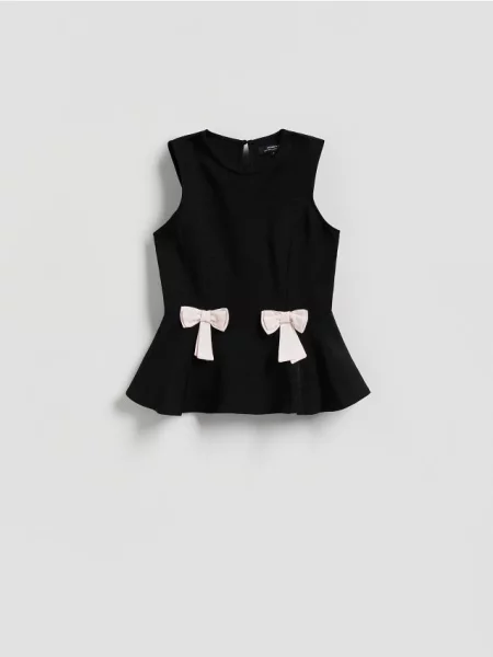 Reserved Блузка з бантиками чорний