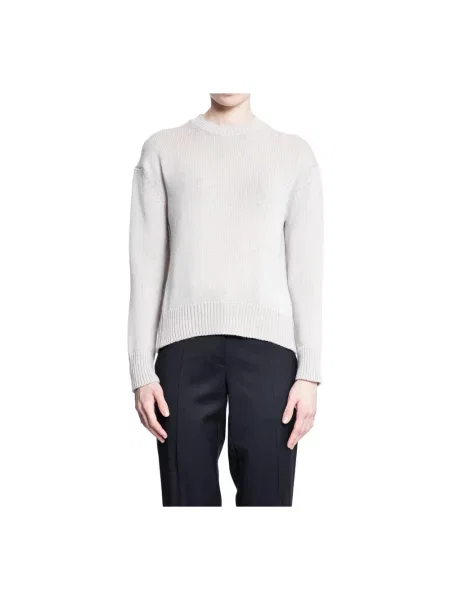 Sweter Max Mara z kaszmiru z dekoltem w serek beżowy