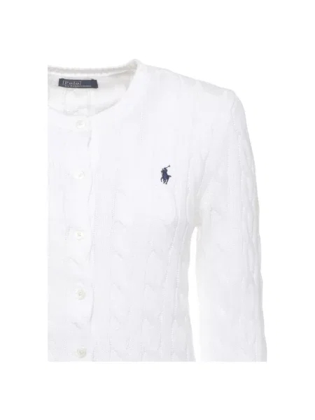 Ralph Lauren Swetry Kobieta S Kardigan z dzianiny w warkocze z okrągłym dekoltem biały