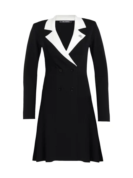 Karl Lagerfeld Rochie tricotat / alb negru