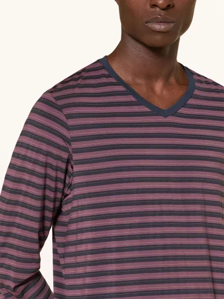 Schiesser Pyžamo Long Life Soft tmavě / starorůžová modrá