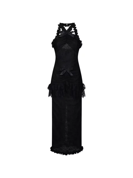 Rochie maxi Alessandra Rich din dantelă cu gât halter negru