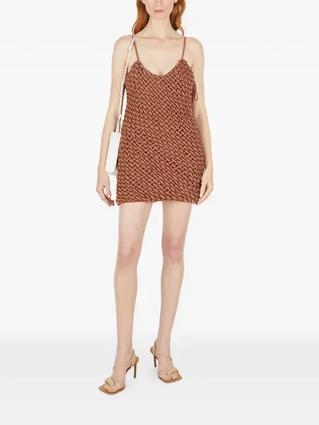 Rochie mini Isa Boulder cu decolteu în V maro