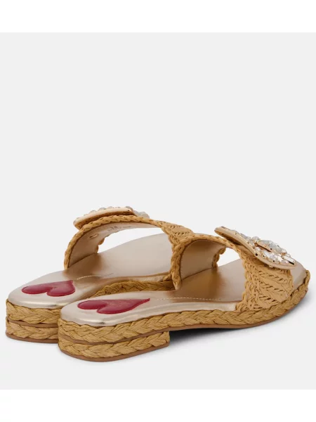 Papuci tip mules Roger Vivier de cristal alb