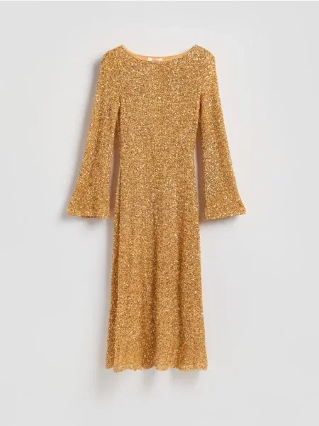 Reserved Rochie maxi cu paiete auriu