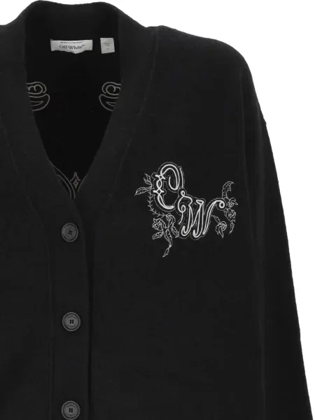 Cardigan Off-white cu broderie alb
