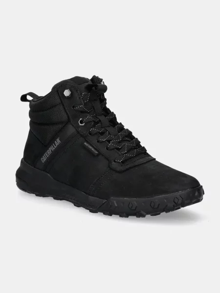 Обувки от набук Caterpillar HEX READY MID WP черно