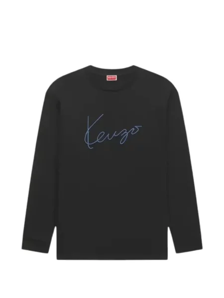 Lung tricou Kenzo cu broderie negru