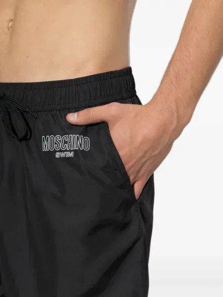 Kąpielówki Moschino z nadrukiem ze sznurkiem czarne