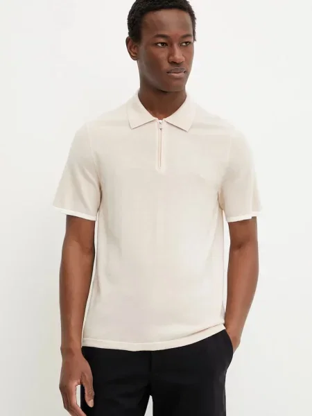 Vlněné polo tričko FROM FUTURE béžová