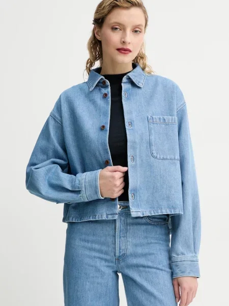 A.P.C. camasa jeans surchemise samantha brodee femei cu guler clasic relaxed albastru