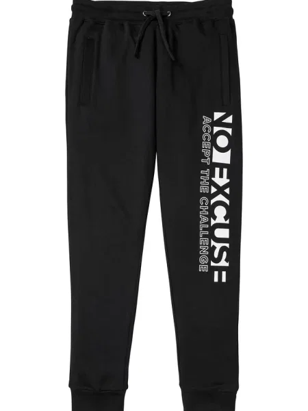 Spodnie ze sportowym nadrukiem uszyte z czystej bawełny czarne