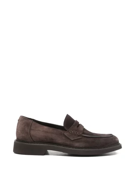 Pantofi loafer Canali cu bretele maro