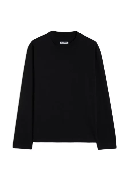 Lung tricou Jil Sander cu broderie negru