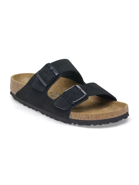 Birkenstock Arizona Suede Leather Narrow Fit Black Mężczyźni Sandały Birkenstock Size: czarny