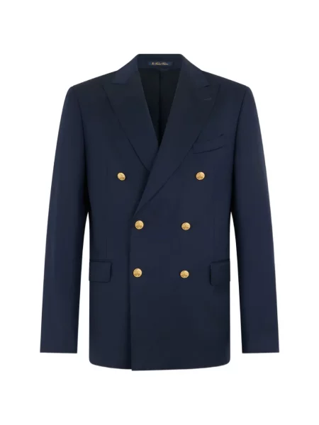 Sacou Brooks Brothers de lână cu două rânduri de nasturi albastru