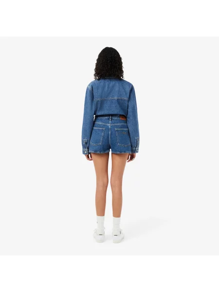 Lacoste Denimowe Szorty Wide Leg granatowe